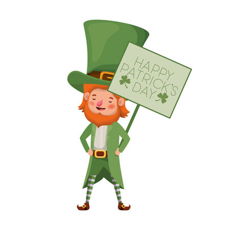 happy patrick`s day label with leprechaun character vector illustration desingのイラスト素材