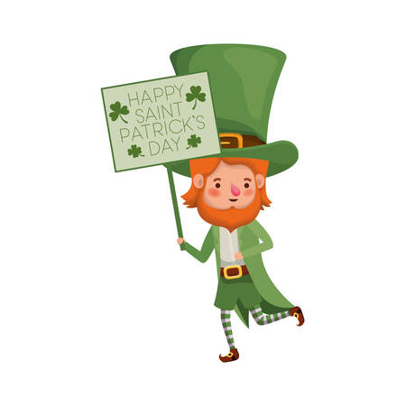 happy saint patrick`s day label with leprechaun character vector illustration desingのイラスト素材