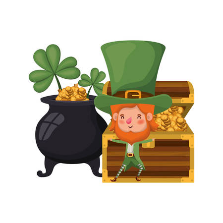 leprechaun with cauldron avatar characterのイラスト素材