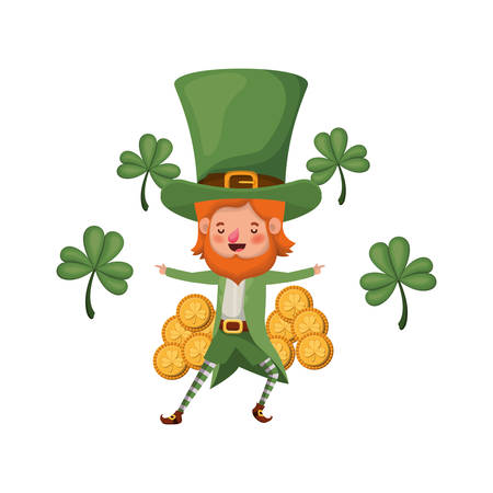 leprechaun with coin and clover isolated icon vector illustration desingのイラスト素材