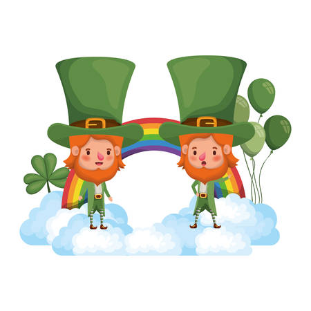 leprechauns with rainbow icons isolated icon vector illustration desingのイラスト素材