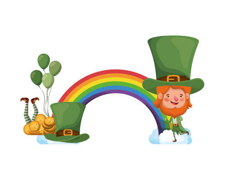 leprechauns with rainbow icons isolated icon vector illustration desingのイラスト素材