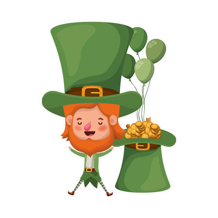 leprechaun with coins and hat isolated icon vector illustration desingのイラスト素材