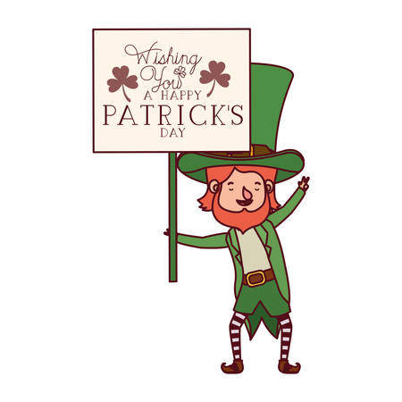 wishing you a happy st patrick`s day label with leprechaun character vector illustration desingのイラスト素材