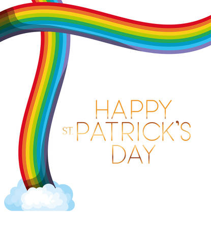 happy st patricks day label with rainbow icons vector illustration desingのイラスト素材