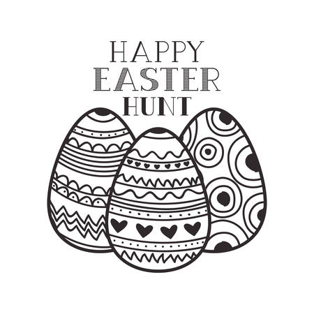 happy easter hunt label isolated icon vector illustration designのイラスト素材