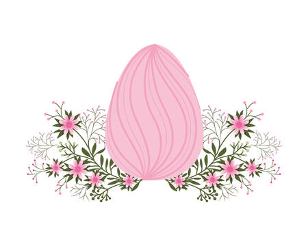 easter egg flowers and leafs isolated icon vector illustration desingのイラスト素材