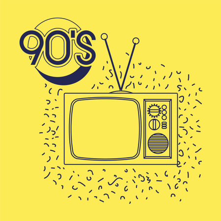 90s label with retro tv vector illustration designのイラスト素材