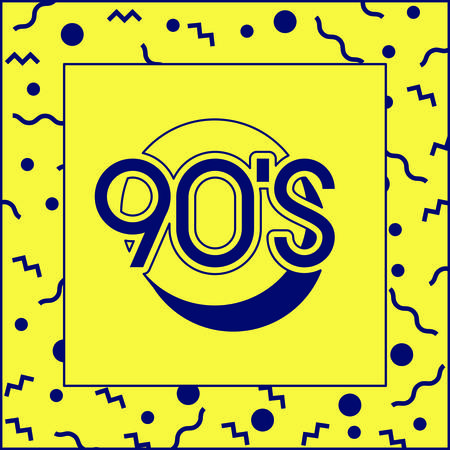 90s decade label retro vector illustration designのイラスト素材