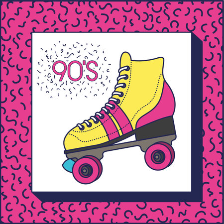 90s label with retro skate vector illustration design