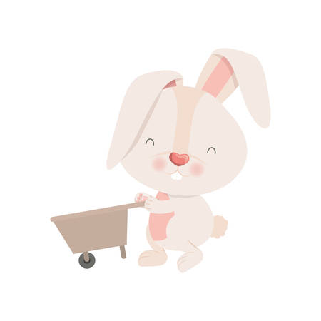 bunny with wheelbarrow isolated icon vector illustration desingのイラスト素材