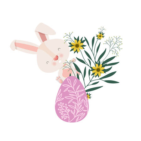easter rabbit with egg isolated icon vector illustration desingのイラスト素材