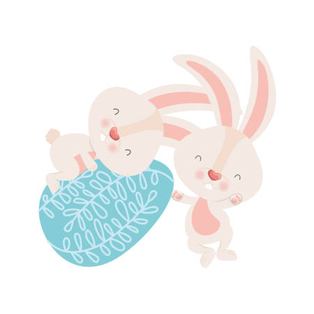 easter rabbits with egg isolated icon vector illustration desingのイラスト素材