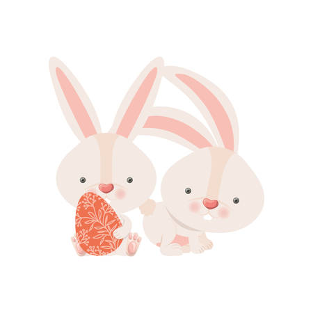 easter rabbits with egg isolated icon vector illustration desingのイラスト素材