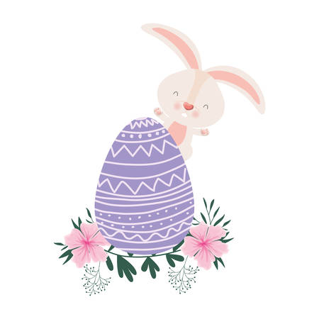 easter rabbit with egg isolated icon vector illustration desingのイラスト素材