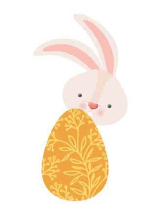 easter rabbit with egg isolated icon vector illustration desingのイラスト素材