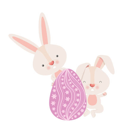 easter rabbits with egg isolated icon vector illustration desingのイラスト素材