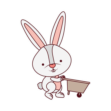 bunny with wheelbarrow isolated icon vector illustration desingのイラスト素材