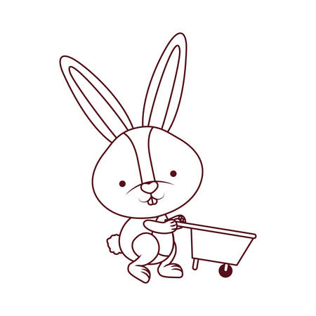 bunny with wheelbarrow isolated icon vector illustration desingのイラスト素材