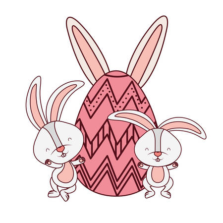 easter rabbit with egg isolated icon vector illustration desingのイラスト素材