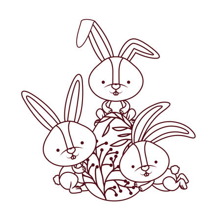easter rabbits with egg isolated icon vector illustration desingのイラスト素材