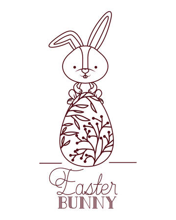 easter bunny label with egg isolated icon vector illustration designのイラスト素材