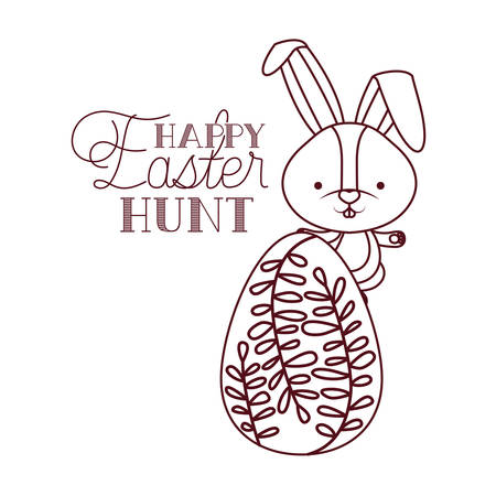 happy easter hunt label with rabbit icon vector illustration designのイラスト素材