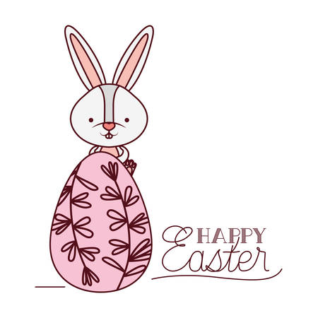 happy easter label with egg isolated icon vector illustration designのイラスト素材