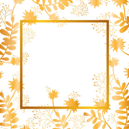 flowers with leaves with frame isolated icon vector illustration desingのイラスト素材