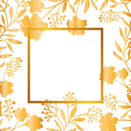 flowers with leaves with frame isolated icon vector illustration desingのイラスト素材