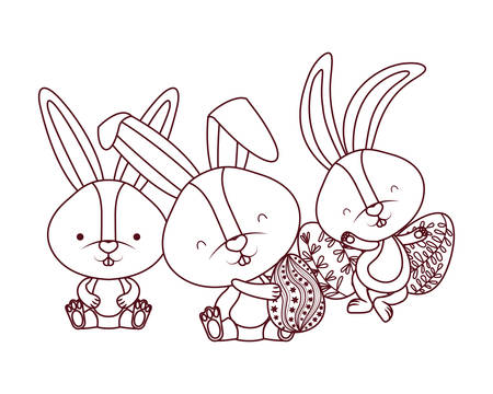 easter rabbits with egg isolated icon vector illustration desingのイラスト素材