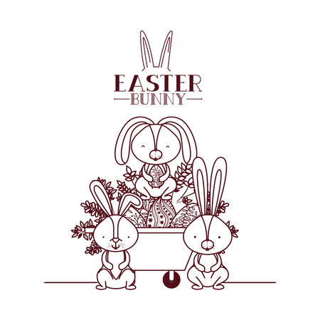 easter bunny label with egg isolated icon vector illustration designのイラスト素材