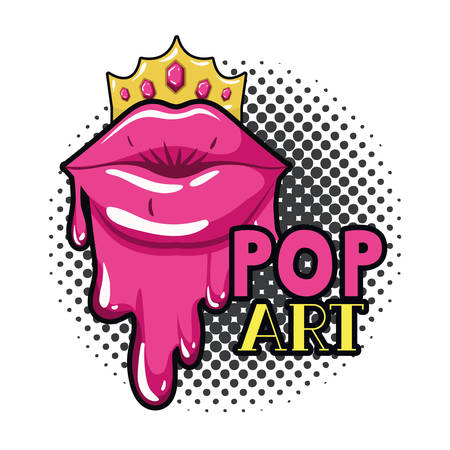 female lips dripping isolated icon vector illustration designのイラスト素材