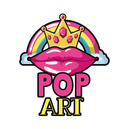 female lips pop art style isolated icon vector illustration designのイラスト素材