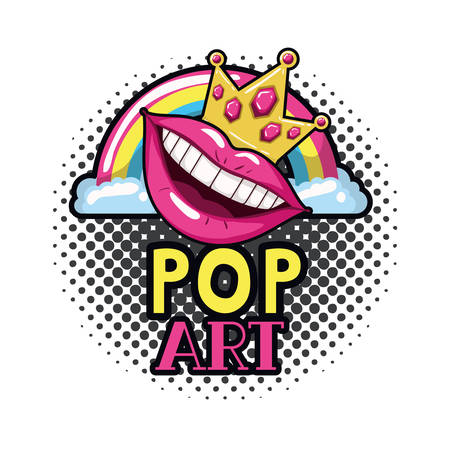 female mouth pop art style isolated icon vector illustration designのイラスト素材