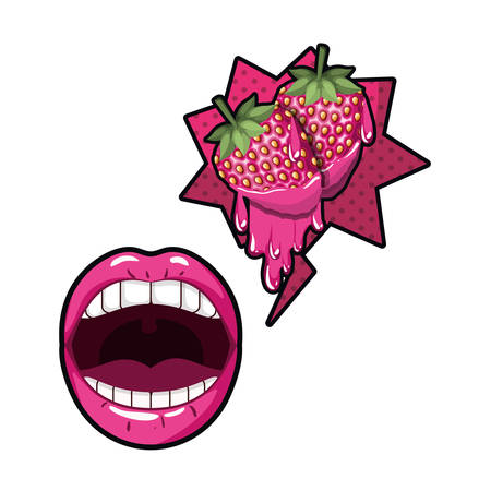 female mouth with speech bubble isolated icon vector illustration designのイラスト素材