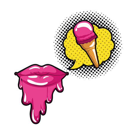 ice cream with speech bubble isolated icon vector illustration desingのイラスト素材