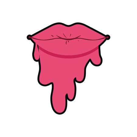 female lips dripping isolated icon vector illustration designのイラスト素材