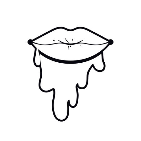 female lips dripping isolated icon vector illustration designのイラスト素材