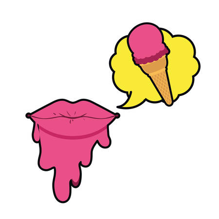 ice cream with speech bubble isolated icon vector illustration desingのイラスト素材