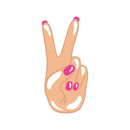 hand with peace sign and love pop art vector illustration desingのイラスト素材