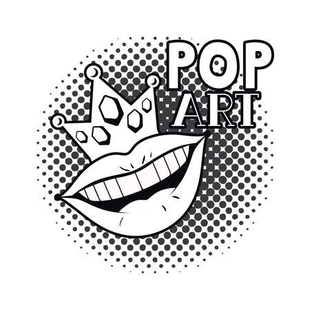 female mouth pop art style isolated icon vector illustration designのイラスト素材