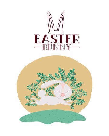 easter bunny label isolated icon vector illustration designのイラスト素材