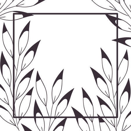 branch and leaf with frame isolated icon vector illustration desingのイラスト素材