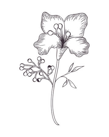 flowers and leafs isolated icon vector illustration desingのイラスト素材