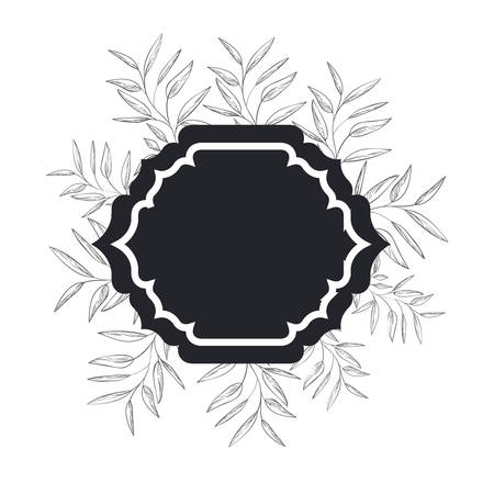 frame with plants and herbs isolated icon vector illustration desingのイラスト素材