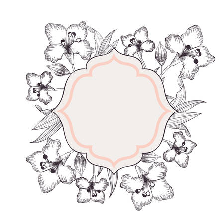 frame with plants and herbs isolated icon vector illustration desingのイラスト素材