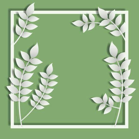 square frame with spring leafs vector illustration designのイラスト素材