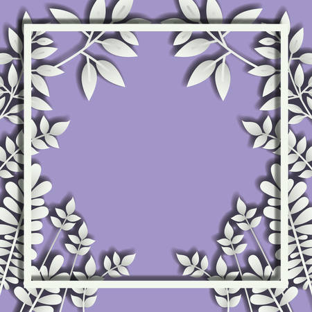 square frame with spring leafs vector illustration designのイラスト素材