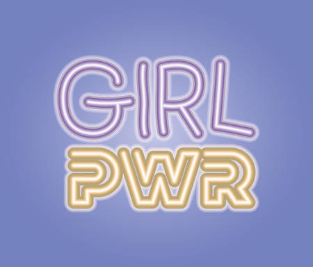 girl power phrase with neon light vector illustration designのイラスト素材